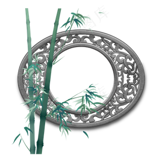 中国风江南园林庭院雕花镂空窗户,免抠元素