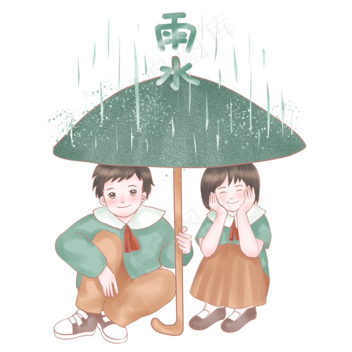 雨水节气之伞下温馨,免抠元素(2048X2048(DPI:300))psd模版下载
