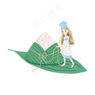 端午节包粽子的女孩