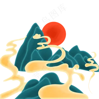 国潮风山水祥云