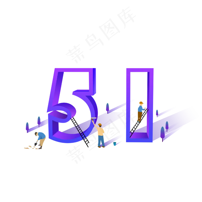 五一劳动节科技感场景手绘(4000X4000(DPI:300))psd模版下载