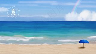 夏天清新海滩日光浴