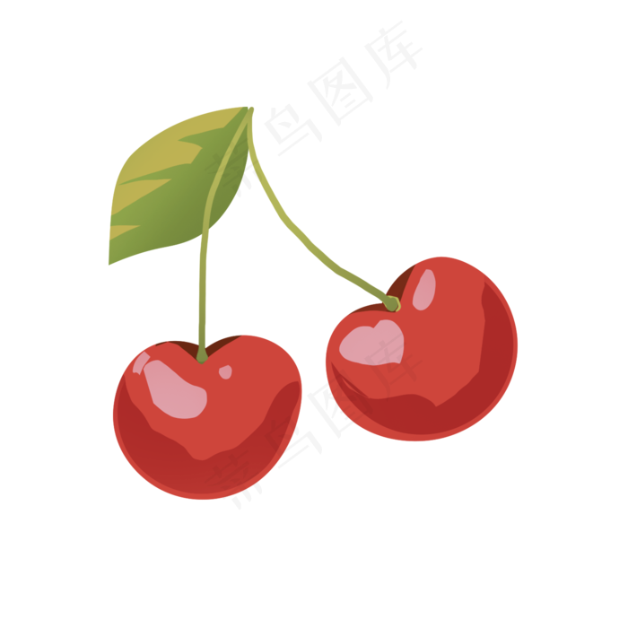 卡通可爱两颗小樱桃png(2000X2000(DPI:300))psd模版下载