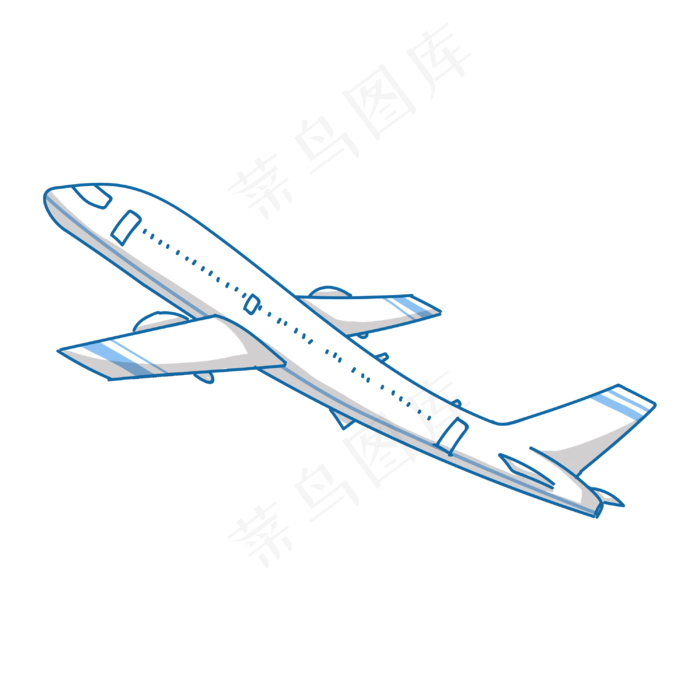 白色的飞机手绘插画,免抠元素