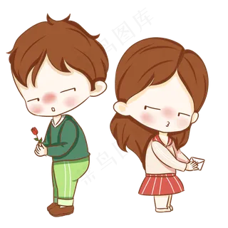 520表白季情侣卡通png素材