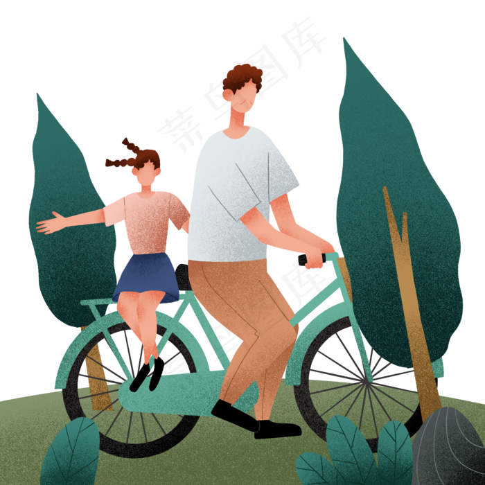 父亲节骑车父女