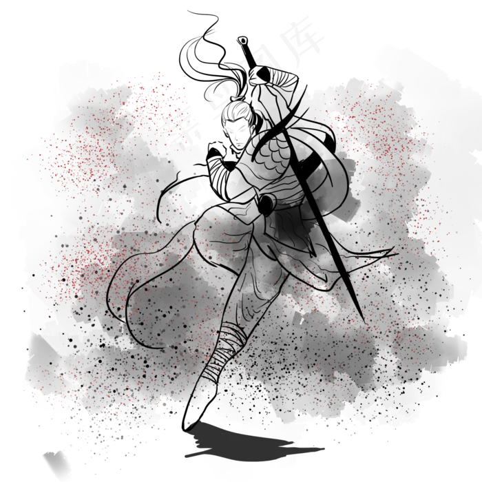 水墨武侠素材(2000X2000(DPI:300))psd模版下载