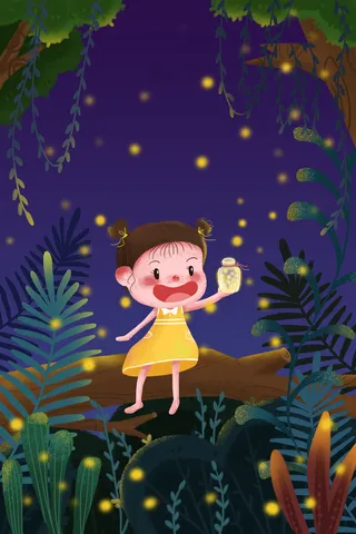 夏日仲夏之夜萤火虫