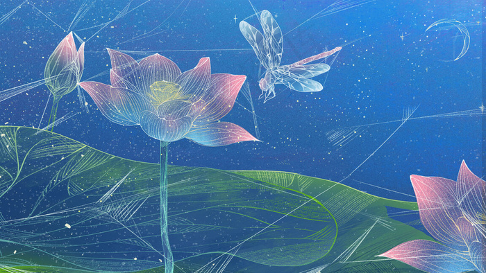 立夏荷花蜻蜓唯美(2880*1620px 300 dpi )psd模版下载