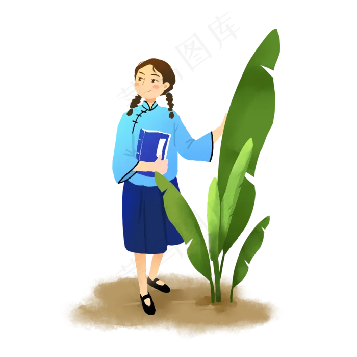 五四青年节民国青年拿书的女孩
