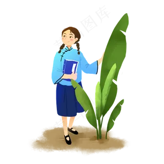 五四青年节民国青年拿书的女孩