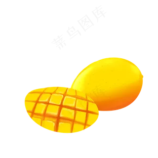 手绘卡通仿真芒果透明底免抠
