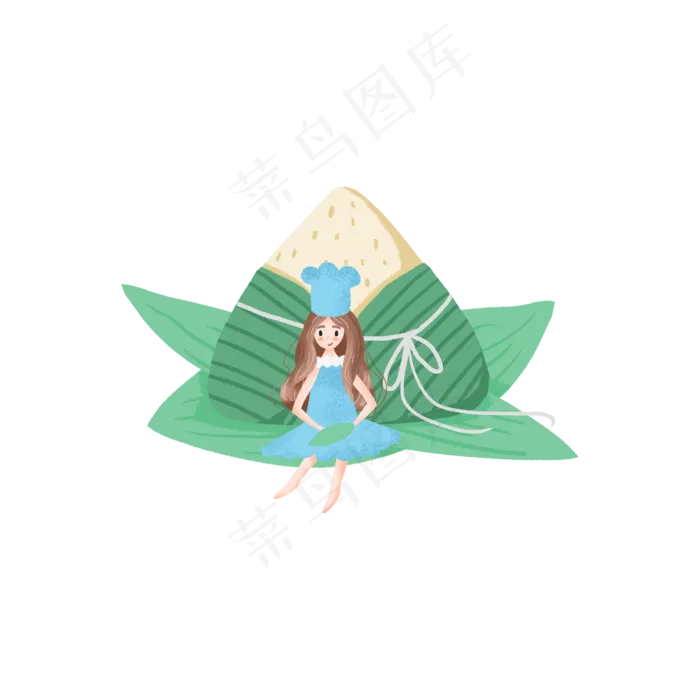 端午节的粽子和女孩(2000X2000(DPI:300))psd模版下载