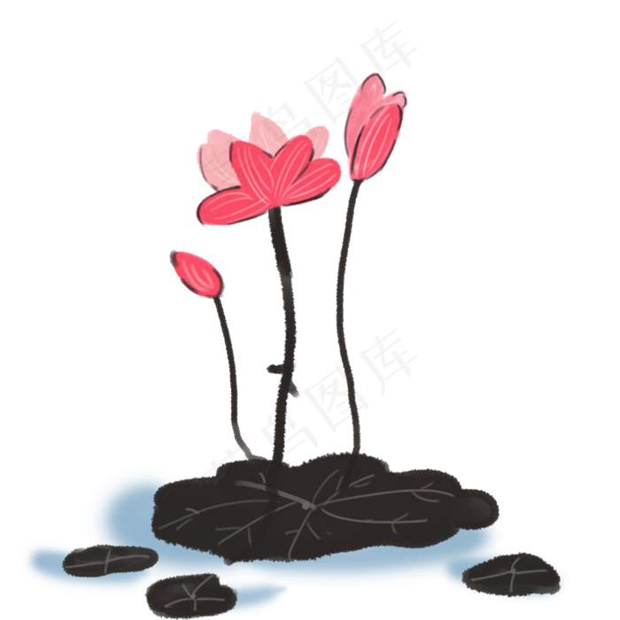 古风荷花荷叶免扣素材