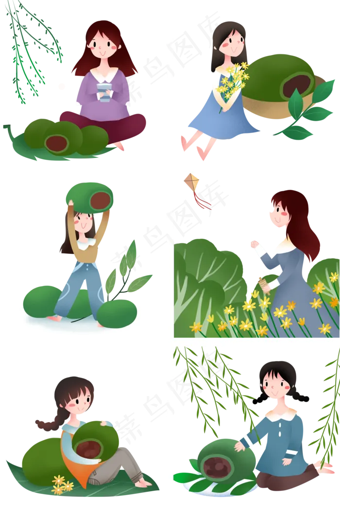 清明节女孩柳叶青团(2000X3020(DPI:300))psd模版下载