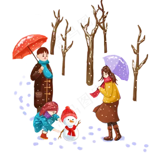 卡通手绘大雪中国传统,免抠元素