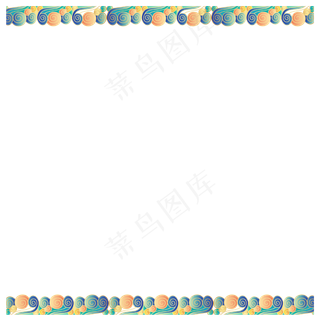 国潮云纹海浪边框