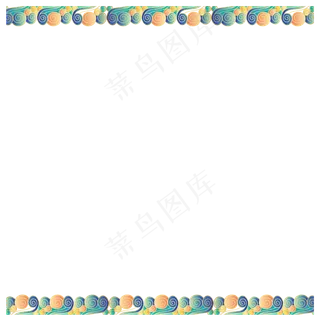 国潮云纹海浪边框