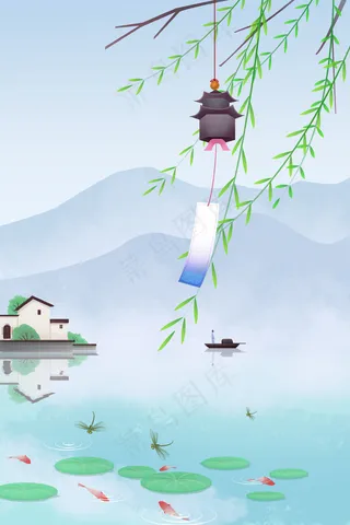 惊蛰春季风景湖畔蜻蜓