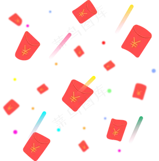 节日红包雨,免抠元素