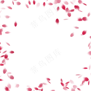 手绘小清新红色花瓣边框下载,免抠元素