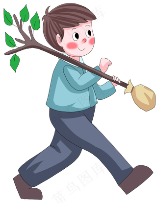 可爱植树节卡通元素