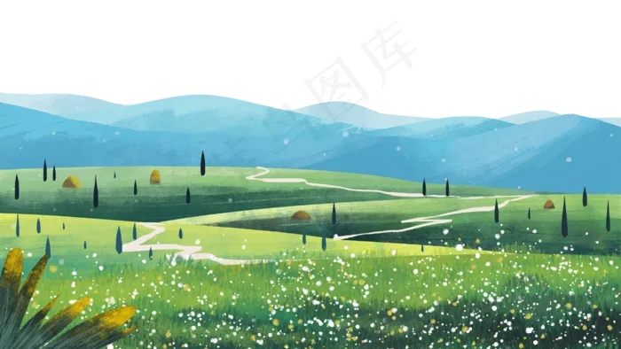 户外卡通夏日风景(2880X1620(DPI:300))psd模版下载