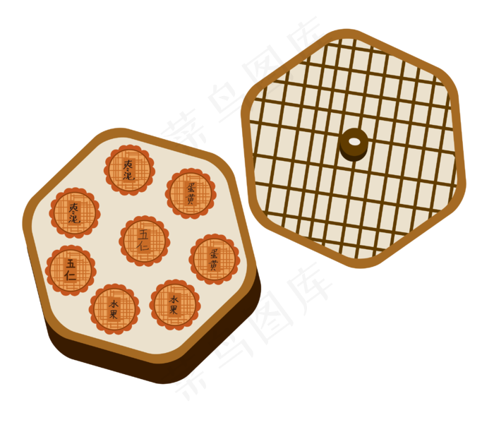 中秋节手绘月饼礼盒(5289X6669(DPI:300))ai矢量模版下载