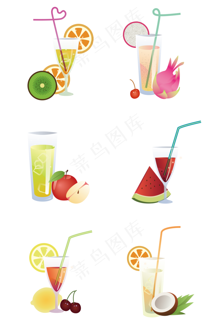 夏日果汁冰饮与水果