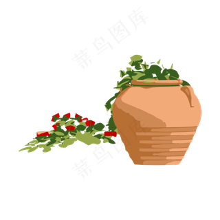 简约扁平卡通花瓶花卉矢量元素