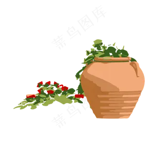 简约扁平卡通花瓶花卉矢量元素