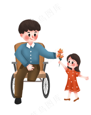 关爱弱势群体女孩给残疾人送花