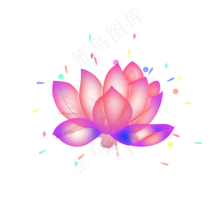 彩色的荷花免抠图(2000X2000(DPI:300))psd模版下载