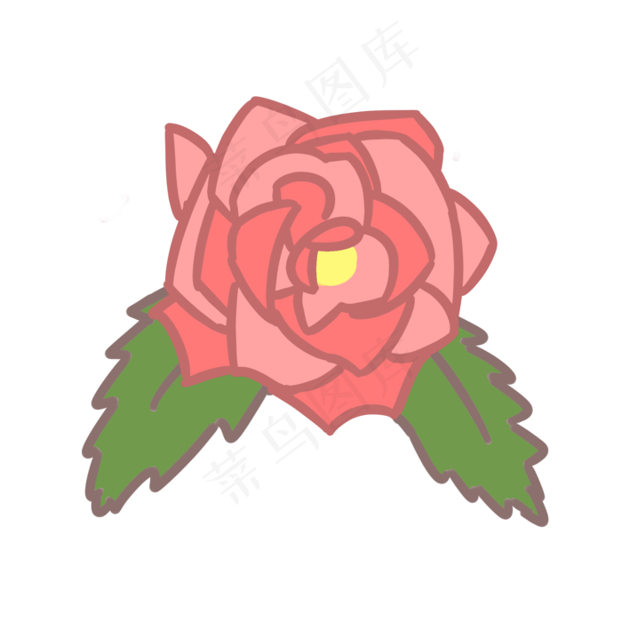 红玫瑰手绘装饰图案