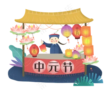 中元节僵尸百鬼节河灯