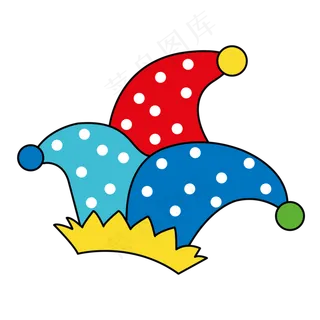 红色卡通小丑帽子,免抠元素