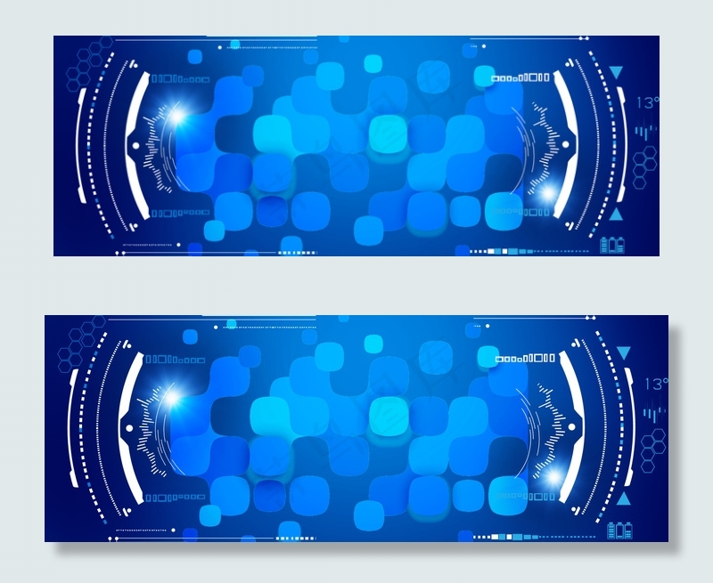 蓝色科技方块商务背景