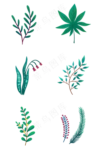 各种绿色叶子组图PNG免抠素材
