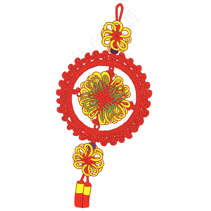 新年圆形中国结插画,免抠元素