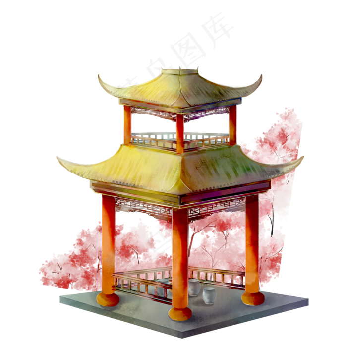 卡通古典的建筑物(1000X1000(DPI:300))psd模版下载