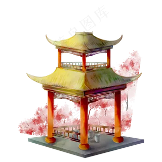 卡通古典的建筑物