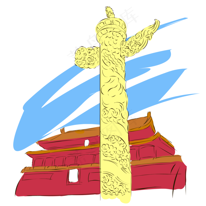 手绘华表*(2000*2000px 300 dpi )ai矢量模版下载