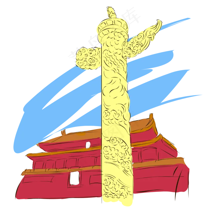 手绘华表*(2000*2000px 300 dpi )ai矢量模版下载