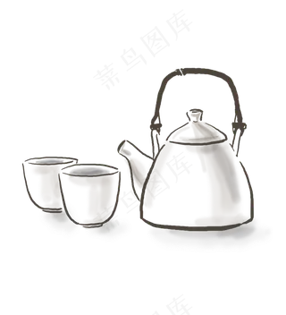 手绘古风茶饮,免抠元素