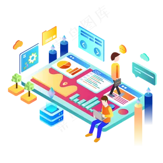 25D商务办公云端可商用手机元素,免抠元素