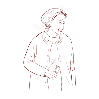 母亲节老年知识女性线稿