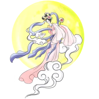 中秋月兔嫦娥奔月古典中国风手绘,免抠元素