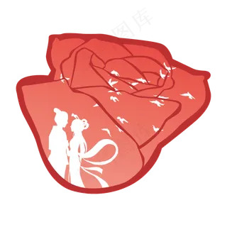 七夕情人节玫瑰花里的牛郎织女二