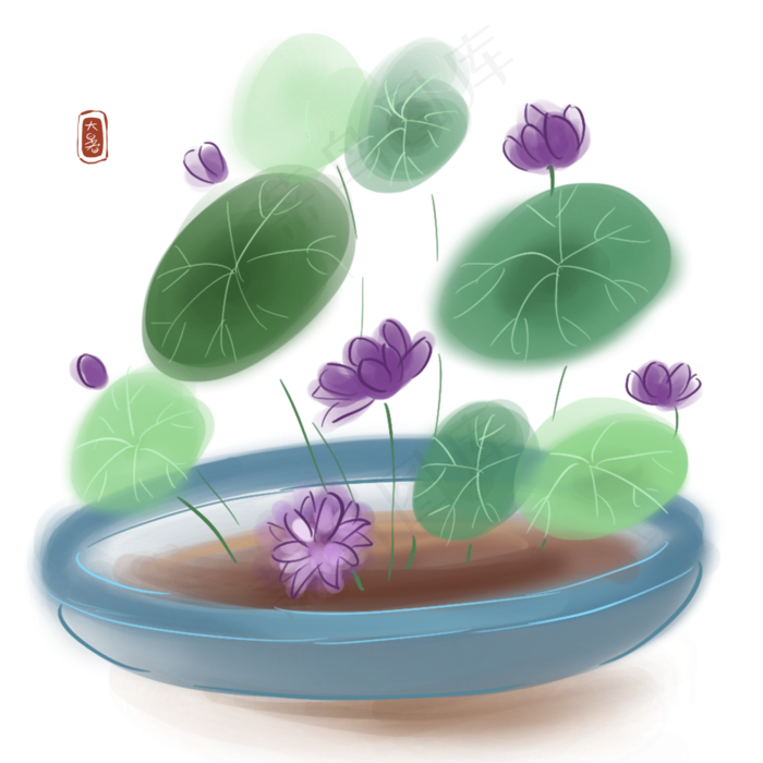二十四节气大暑碗莲(2000X2000(DPI:300))psd模版下载