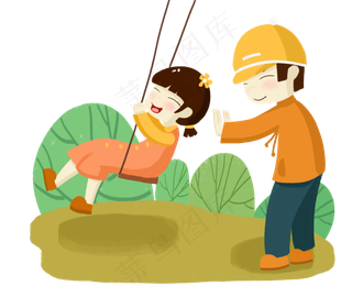 春分荡秋千的小孩,免抠元素